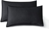 Vintage Washed Microfibre Sheet Set with 2 Pillowcases - Black - Queen - Low Angle