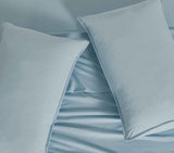 Vintage Washed Microfibre Sheet Set (Blue, Queen) - Top-Down View