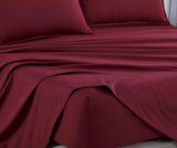 Vintage Washed Microfibre Sheet Set (Burgundy, Queen) - Side View
