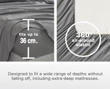 Vintage Washed Microfibre Sheet Set with 2 Pillowcases - Grey - Queen - 45-Degree Angle