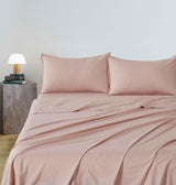Vintage Washed Microfibre Sheet Set (Pink, Queen) - Front View