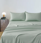 Vintage Washed Microfibre Sheet Set (Sage, Queen) - Front View