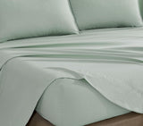 Vintage Washed Microfibre Sheet Set (Sage, Queen) - Side View