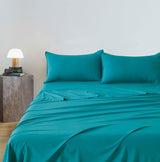 Vintage Washed Microfibre Sheet Set (Teal, Queen) - Front View