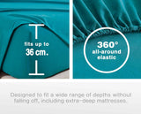 Vintage Washed Microfibre Sheet Set (Teal, Queen) - Top-Down View