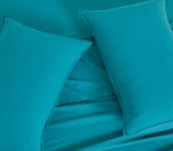 Vintage Washed Microfibre Sheet Set (Teal, Queen) - Rear View