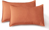 Vintage Washed Microfibre Sheet Set with 2 Pillowcases - Terracotta - Queen - Close-Up Angle