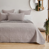 Lisbon Quilted 3-Piece Embossed Coverlet Set (Beige, Queen/King) - Front View