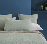 Lisbon Quilted 3-Piece Embossed Coverlet Set (Sage Green, Queen/King) - Side View