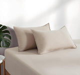 100% Vintage Washed Microfibre Fitted Sheet Set – Ultra Soft & Lightweight All-Season Fitted Sheet with 2 Pillowcases (Linen, King Size) - 45-Degree Angle