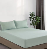 100% Vintage Washed Microfibre Fitted Sheet Set – Ultra Soft & Lightweight All-Season Fitted Sheet with 2 Pillowcases (Sage, King Size)