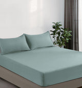 100% Vintage Washed Microfibre Fitted Sheet Set – Ultra Soft & Lightweight All-Season Fitted Sheet with 2 Pillowcases (Seafoam, King Size)