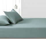 100% Vintage Washed Microfibre Fitted Sheet Set – Ultra Soft & Lightweight All-Season Fitted Sheet with 2 Pillowcases (Seafoam, King Size) - Top-Down View