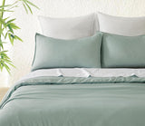 Bamboo Microfibre Quilt Cover Set - Sage Green - King - Front View