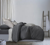 100% Jersey Cotton Quilt Cover Set - Black Marble - King - 45-Degree Angle