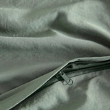 Vintage Washed Microfibre Quilt Cover Set (3Pcs) - Khaki Green - King Size - Side View
