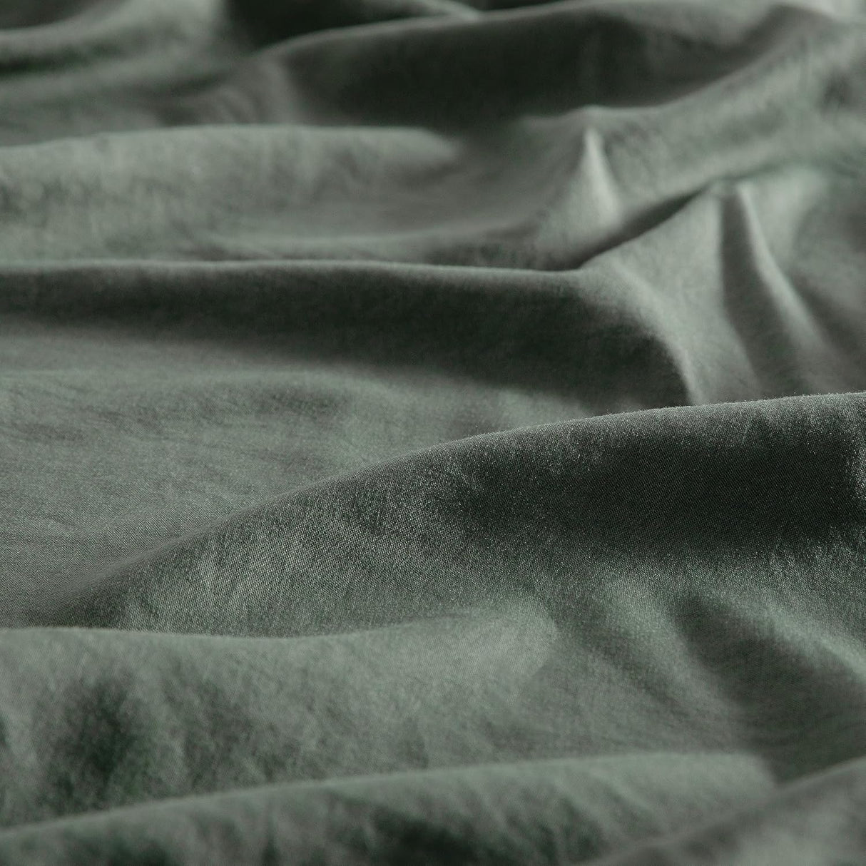 Vintage Washed Microfibre Quilt Cover Set (3Pcs) - Khaki Green - King Size