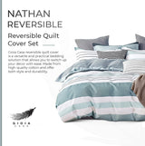 100% Cotton Nathan Reversible Printed Quilt Cover Set - King Size - Front View