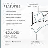 100% Cotton Nathan Reversible Printed Quilt Cover Set - King Size - Low Angle