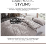 100% Premium Tufted Microfibre Quilt Cover Set - Ultra-Soft, Durable Embroidery Bedding Comforter Set - Machine Washable & Zipper Closure - Beige - King - 45-Degree Angle