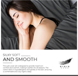 100% Cotton Vintage Washed Bed Quilt Cover Set - Charcoal - King Size - Low Angle