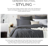 100% Cotton Vintage Washed Bed Quilt Cover Set - Charcoal - King Size - Extra Image