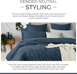 100% Cotton Vintage Washed Bed Quilt Cover Set - Dark Indigo - King Size - Extra Image