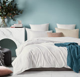 100% Cotton Vintage Washed Bed Quilt Cover Set - White - King Size