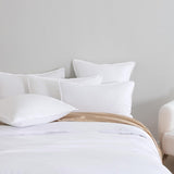 Vintage Washed Microfibre Quilt Cover Set (3Pcs) - White - King Size - Front View