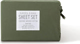 Vintage Washed 100% Cotton Sheet Set with 2 Pillowcases - Khaki Green - King Size - 45-Degree Angle