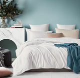 Vintage Washed 100% Cotton European Pillowcase - Luxurious European Pillow Cover - White - 1 Pc - Front View