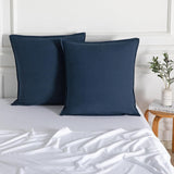 Vintage Washed Microfibre European Pillowcases - Set of 2 Luxurious European Pillow Covers - Navy - Front View