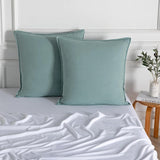 Vintage Washed Microfibre European Pillowcases - Set of 2 Luxurious European Pillow Covers - Seafoam - Front View