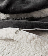 Teddy Sherpa Twin-Pack European Pillowcases - Soft Reversible Velvet & Sherpa Cushion Covers - Machine Washable with Zipper Closure -  65x65cm - Charcoal - Low Angle