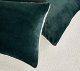 Teddy Sherpa Twin-Pack European Pillowcases - Soft Reversible Velvet & Sherpa Cushion Covers - Machine Washable with Zipper Closure -  65x65cm - Emerald Green - Side View