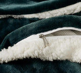 Teddy Sherpa Twin-Pack European Pillowcases - Soft Reversible Velvet & Sherpa Cushion Covers - Machine Washable with Zipper Closure -  65x65cm - Emerald Green - Low Angle