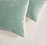 Teddy Sherpa Twin-Pack European Pillowcases - Soft Reversible Velvet & Sherpa Cushion Covers - Machine Washable with Zipper Closure -  65x65cm - Sage Green - Side View
