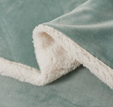 Teddy Sherpa Twin-Pack European Pillowcases - Soft Reversible Velvet & Sherpa Cushion Covers - Machine Washable with Zipper Closure -  65x65cm - Sage Green - Close-Up Angle