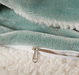 Teddy Sherpa Twin-Pack European Pillowcases - Soft Reversible Velvet & Sherpa Cushion Covers - Machine Washable with Zipper Closure -  65x65cm - Sage Green - Low Angle