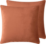 Teddy Sherpa Twin-Pack European Pillowcases - Soft Reversible Velvet & Sherpa Cushion Covers - Machine Washable with Zipper Closure -  65x65cm - Terracotta - Front View