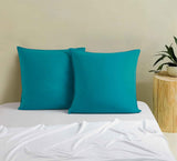 Twin Pack Vintage Washed Microfibre European Pillowcase (Teal, Square) - Front View