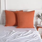 Vintage Washed Microfibre European Pillowcases - Set of 2 Luxurious European Pillow Covers - Terracotta - Front View