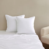 Vintage Washed Microfibre European Pillowcases - Set of 2 Luxurious European Pillow Covers - White - Front View