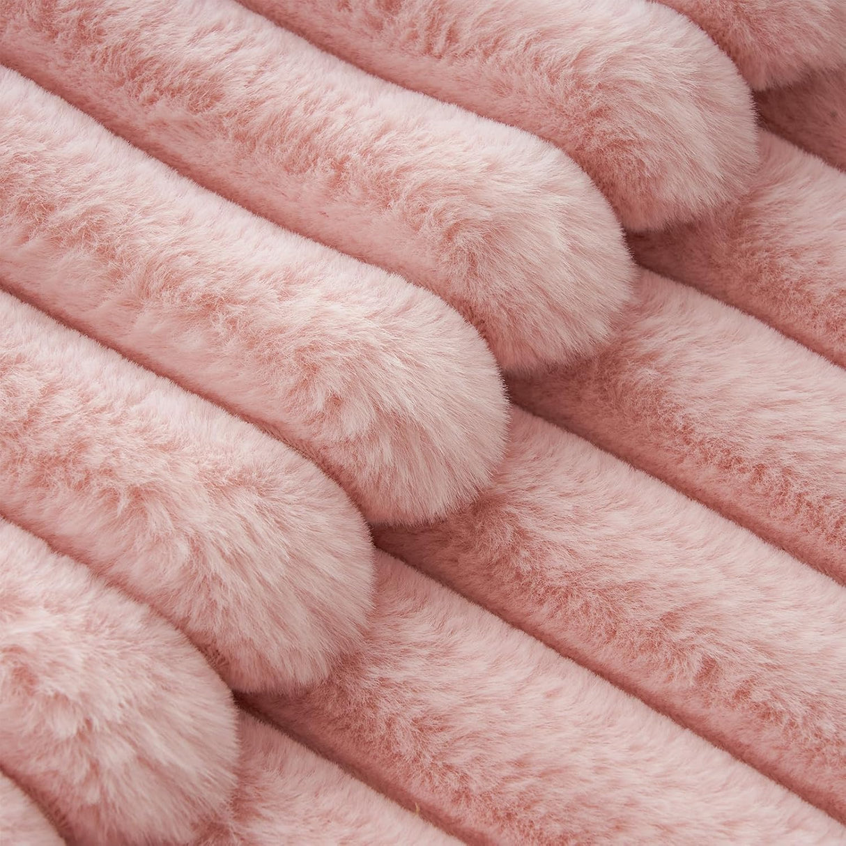 Faux Fur Cushion Covers - Chunky Embossed Flannel with Hidden Zipper - Pink, 45cm x 45cm (Pack of 2)