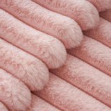 Faux Fur Cushion Covers - Chunky Embossed Flannel with Hidden Zipper - Pink, 45cm x 45cm (Pack of 2) - Top-Down View