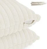 Faux Fur Cushion Covers - Chunky Embossed Flannel with Hidden Zipper - Snow, 45cm x 45cm (Pack of 2) - Front View
