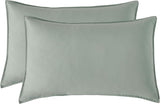 Vintage Washed Microfibre King Pillowcases - Ultra Soft & Skin-Friendly - Set of 2 - 50cm x 90cm (Sage)