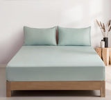 100% Vintage Washed Microfibre Fitted Sheet Set – Ultra Soft & Lightweight All-Season Fitted Sheet with 1 Pillowcase (Sage, King Single Size) - Side View
