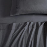 Vintage Washed 100% Cotton Sheet Set with 2 Pillowcases - Charcol - King Single - Side View