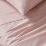 Vintage Washed 100% Cotton Soft Breathable Sheet Set - Pink - King Single - Front View